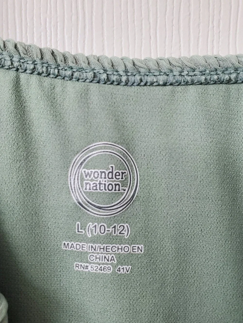 Wonder Nation Girl's Sage Green Textured Cutout One-Piece Swimsuit Size L 10-12